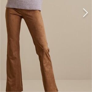 NWT Soft Surroundings Faux Suede Saddle Brown Pull On Bootcut Pants Petite Large